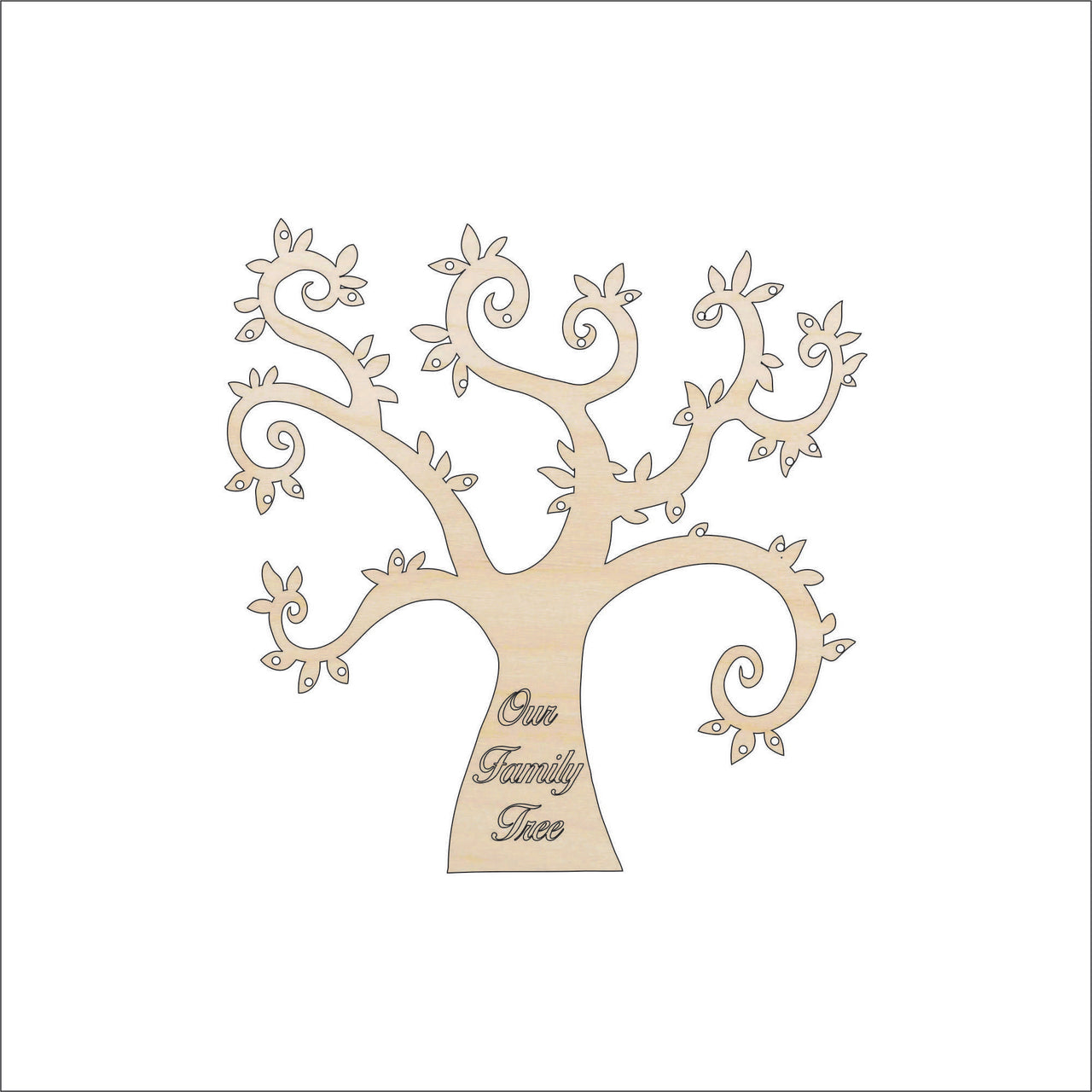 Family Tree Wood Craft Shape - Laser Cut Baltic Birch Unfinished DIY Wood Art Supplies TRE27 - The Wood Shape Store