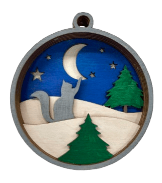 Cat 3D Laser Cut Ornament – Baltic Birch Wood Craft Supplies | DIY Wood Ornament Kit AN53 - The Wood Shape Store