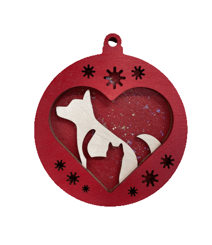 Cat & Dog 3D Laser Cut Ornament – Baltic Birch Wood Craft Supplies | DIY Wood Ornament Kit AN16 - The Wood Shape Store
