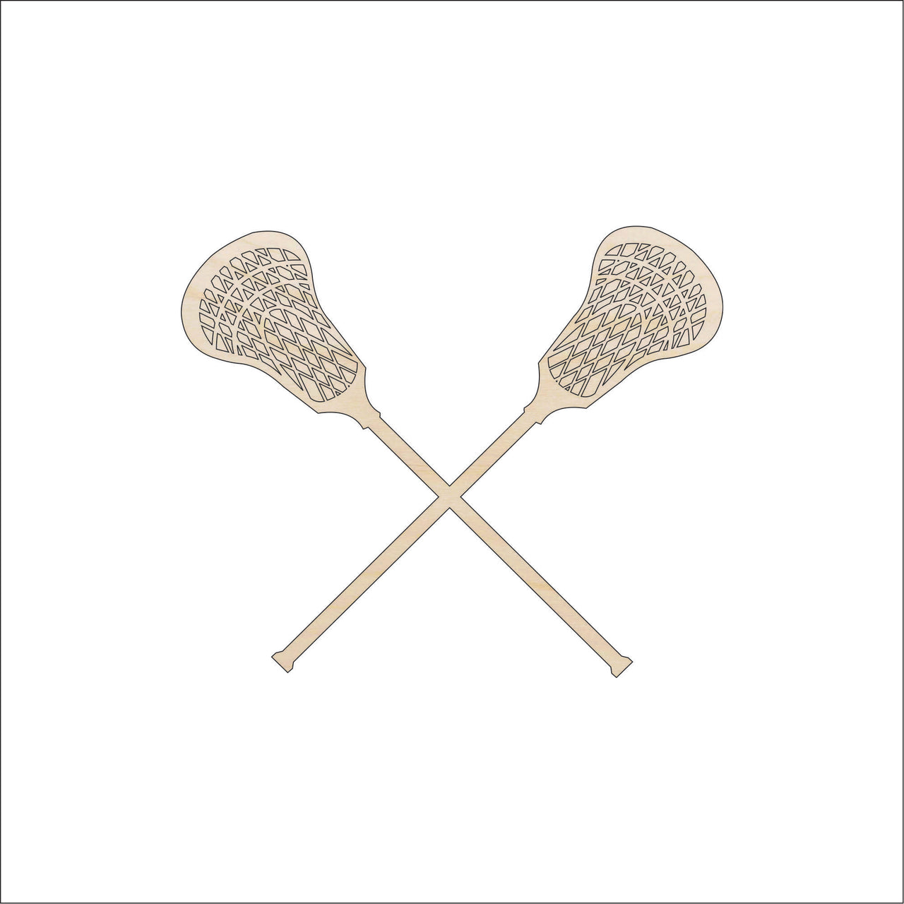 Lacrosse Wood Craft Shape - Laser Cut Baltic Birch Unfinished DIY Wood Art Supplies SPT196 - The Wood Shape Store