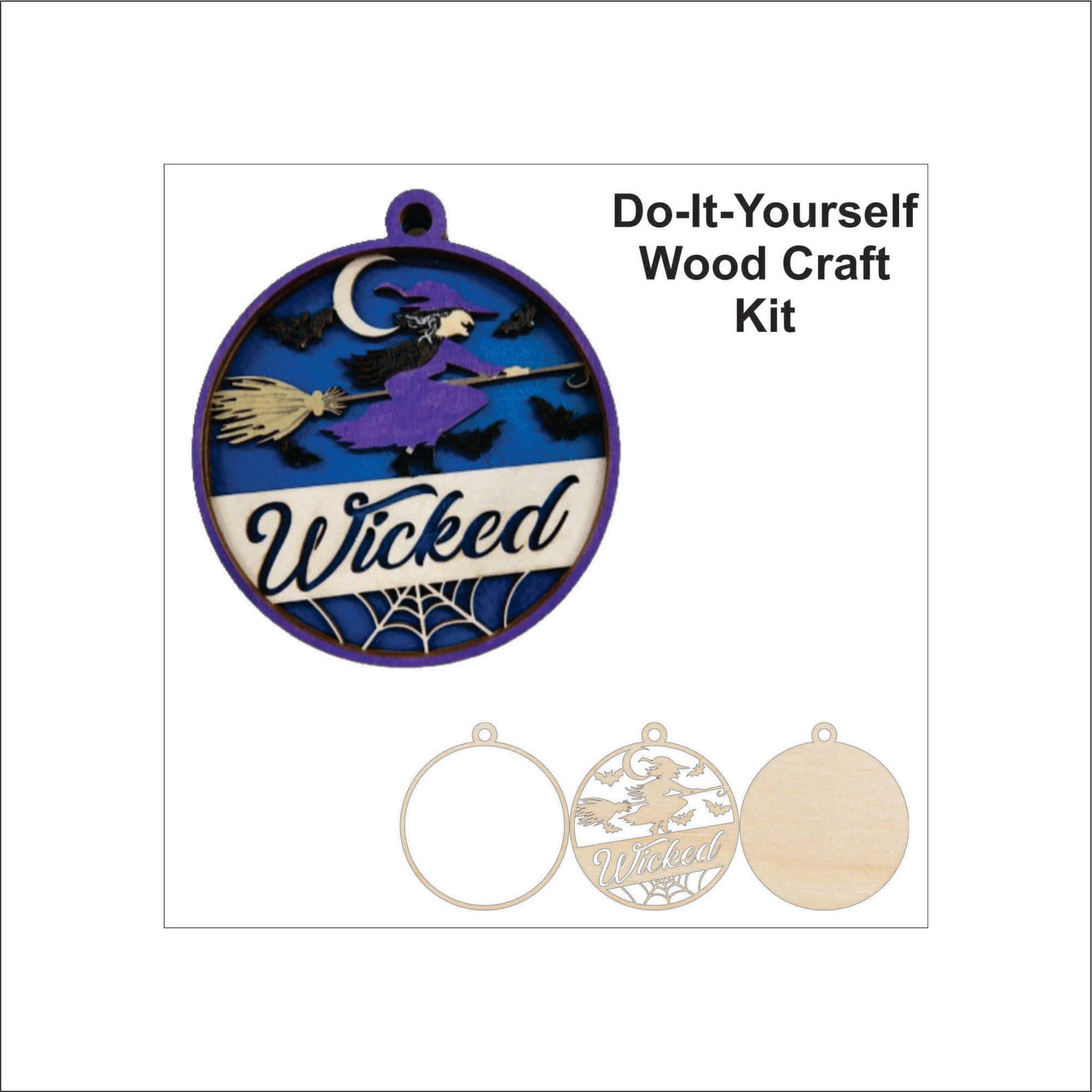 Witch 3D Laser Cut Ornament – Baltic Birch Wood Craft Supplies | DIY Wood Ornament Kit HA25 - The Wood Shape Store