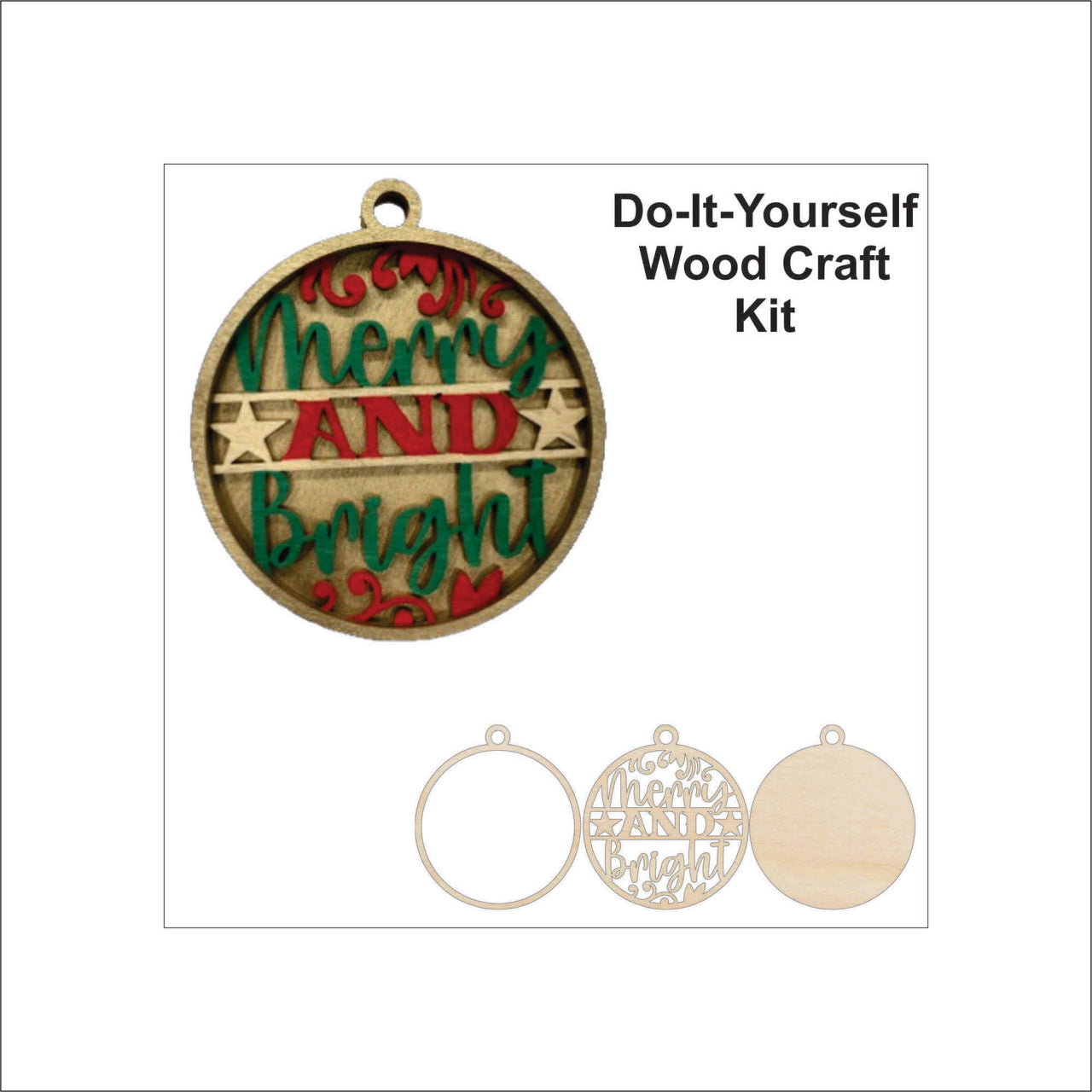 Christmas 3D Laser Cut Ornament – Baltic Birch Wood Craft Supplies | DIY Wood Ornament Kit XM31 - The Wood Shape Store