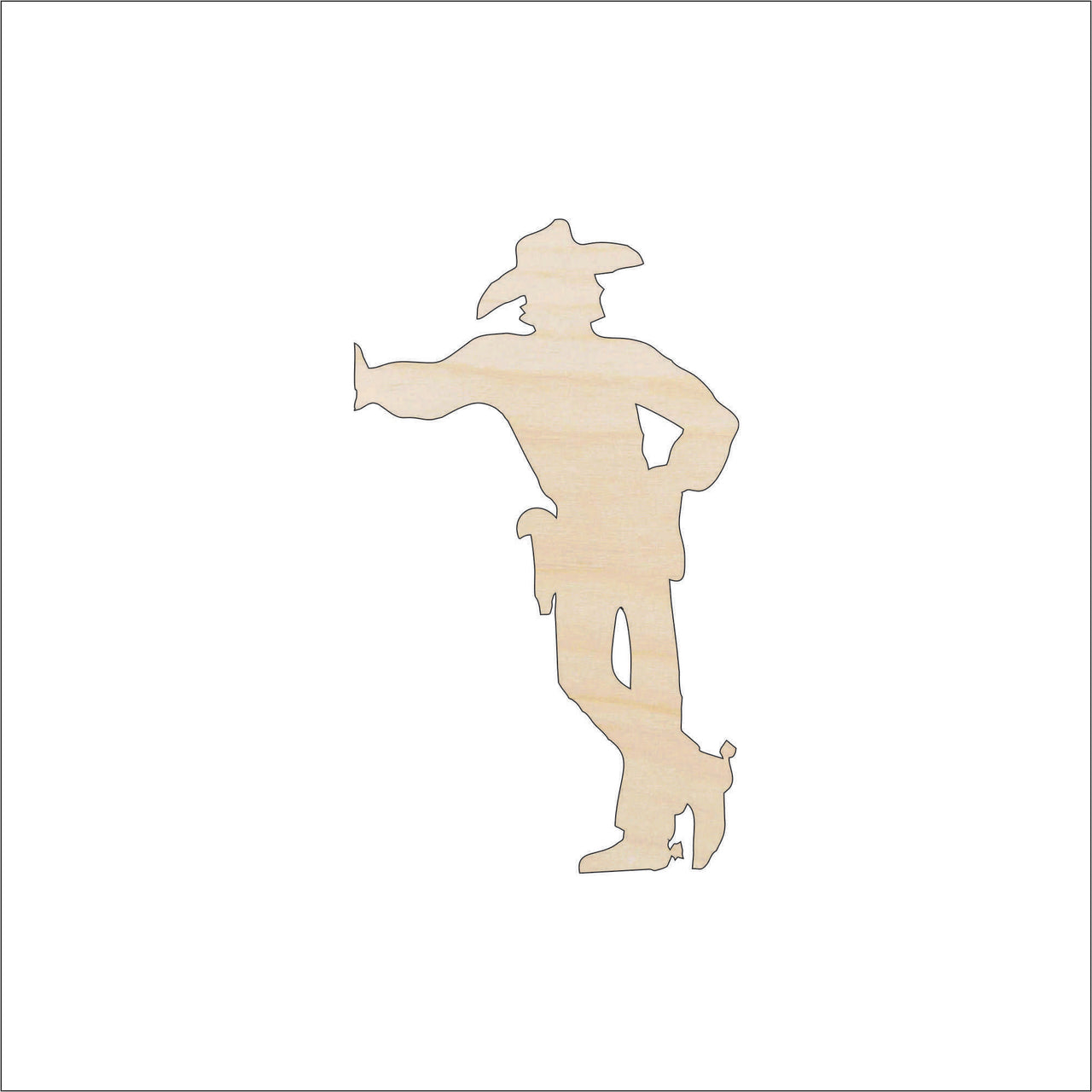 Cowboy Wood Craft Shape - Laser Cut Baltic Birch Unfinished DIY Wood Art Supplies PPL171 - The Wood Shape Store