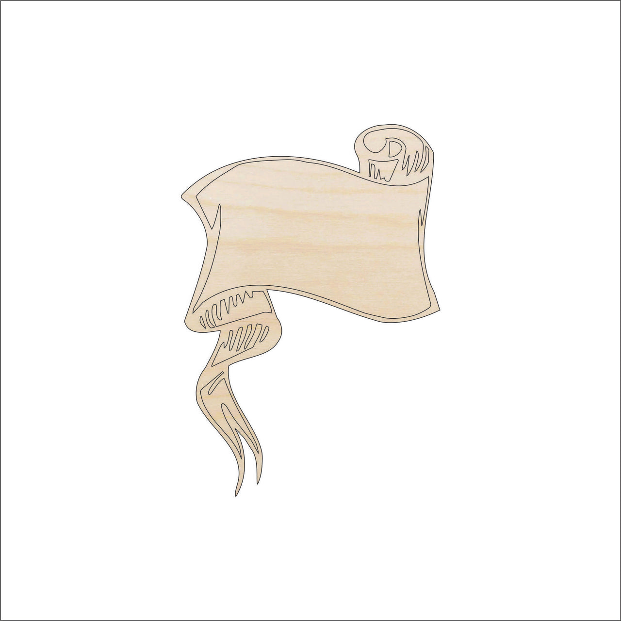 Banner - Wood Craft Shape - Laser Cut Baltic Birch Unfinished DIY Wood Art Supplies BNR14 - The Wood Shape Store