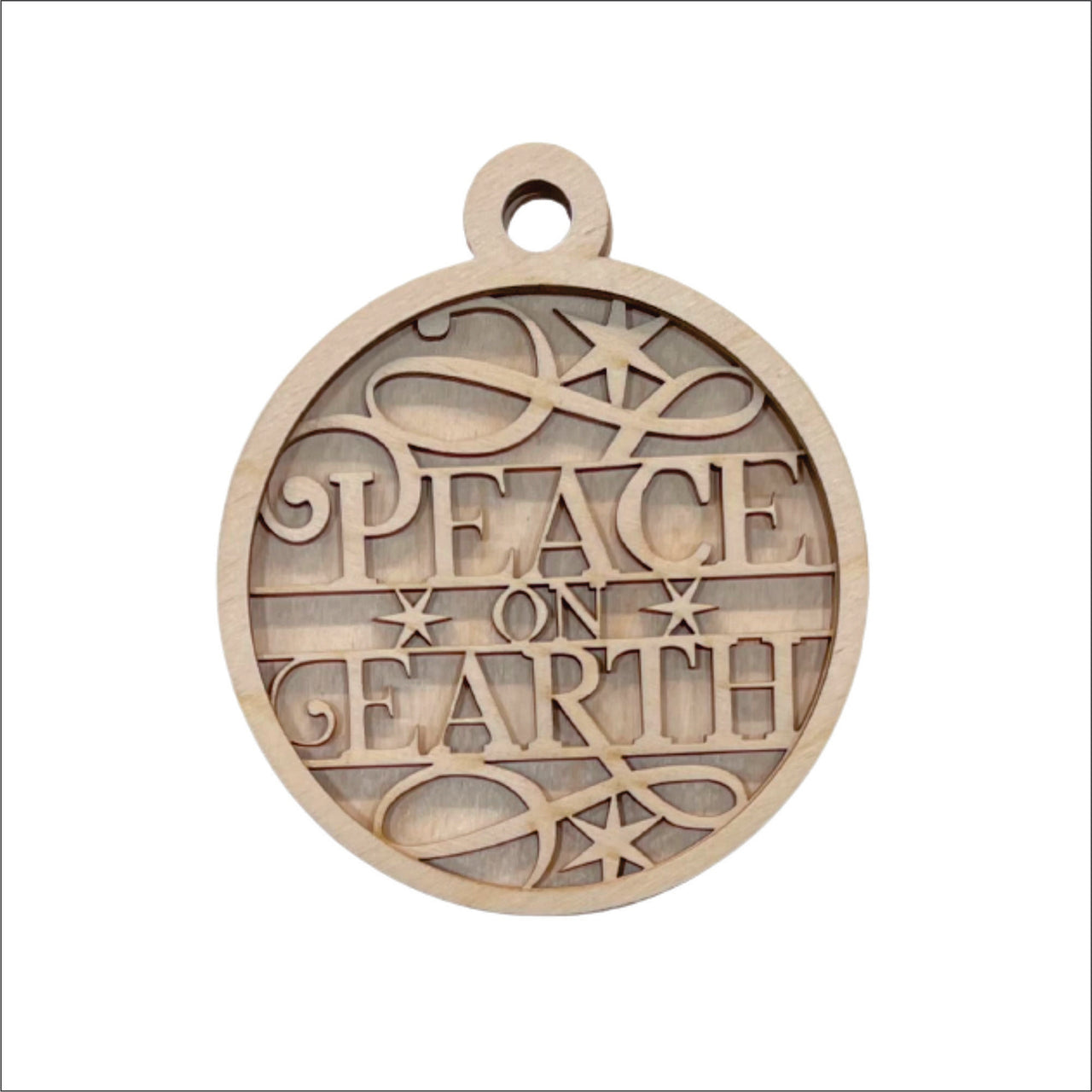 Peace 3D Laser Cut Ornament – Baltic Birch Wood Craft Supplies | DIY Wood Ornament Kit RE9 - The Wood Shape Store