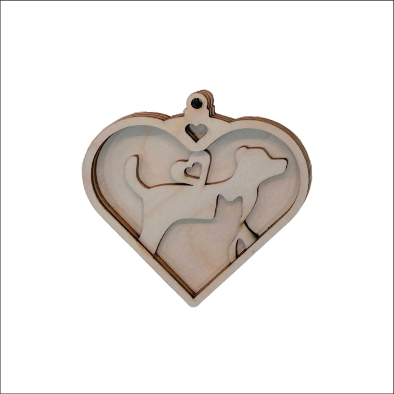 Cat & Dog 3D Laser Cut Ornament – Baltic Birch Wood Craft Supplies | DIY Wood Ornament Kit AN18 - The Wood Shape Store