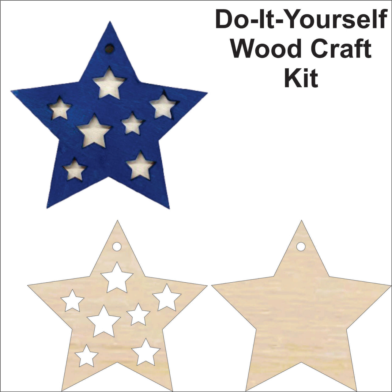 America 3D Laser Cut Ornament – Baltic Birch Wood Craft Supplies | DIY Wood Ornament Kit US3 - The Wood Shape Store