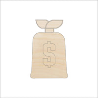 Money Bag Wood Craft Shape - Laser Cut Baltic Birch Unfinished DIY Art Supplies MNY6 - The Wood Shape Store