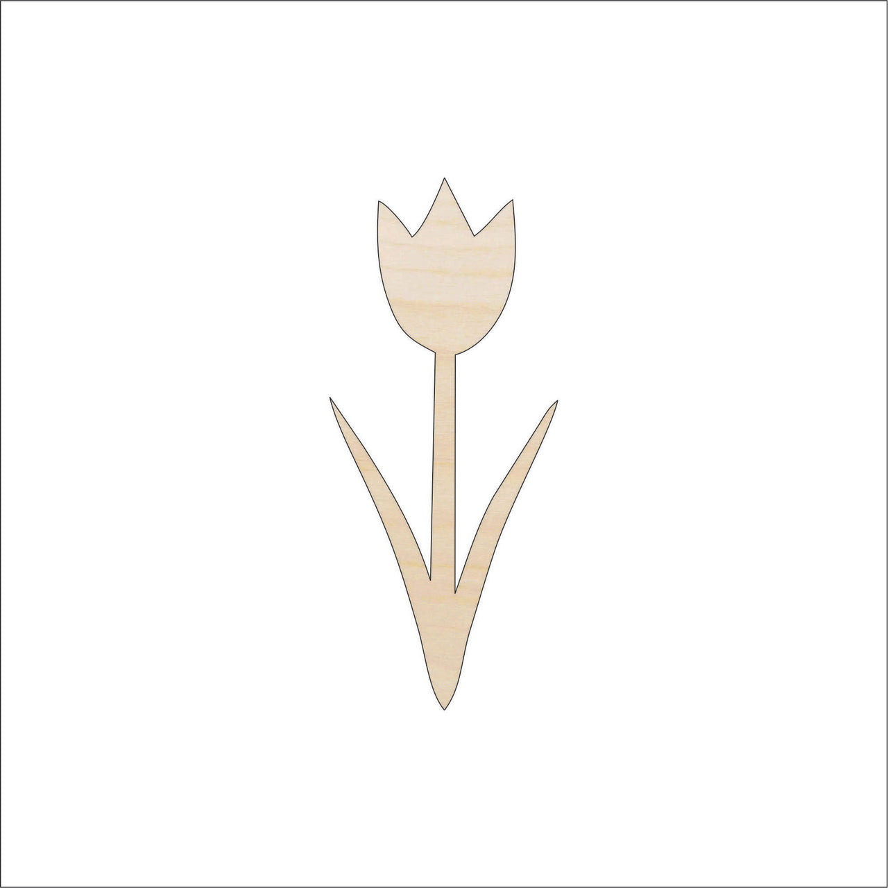 Tulip Flower Wood Craft Shape - Laser Cut Baltic Birch Unfinished DIY Wood Art Supplies FLR63 - The Wood Shape Store
