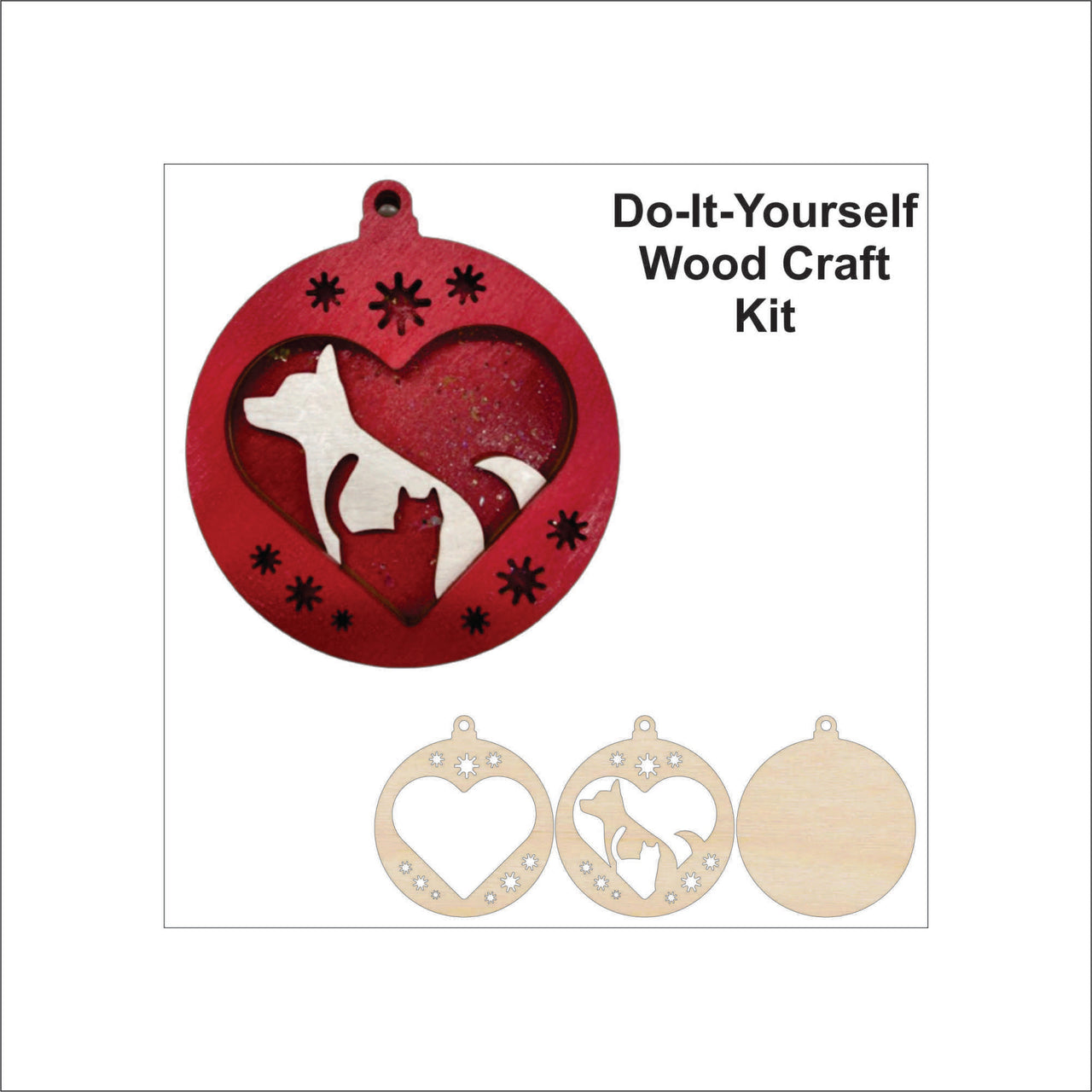 Cat & Dog 3D Laser Cut Ornament – Baltic Birch Wood Craft Supplies | DIY Wood Ornament Kit AN16 - The Wood Shape Store