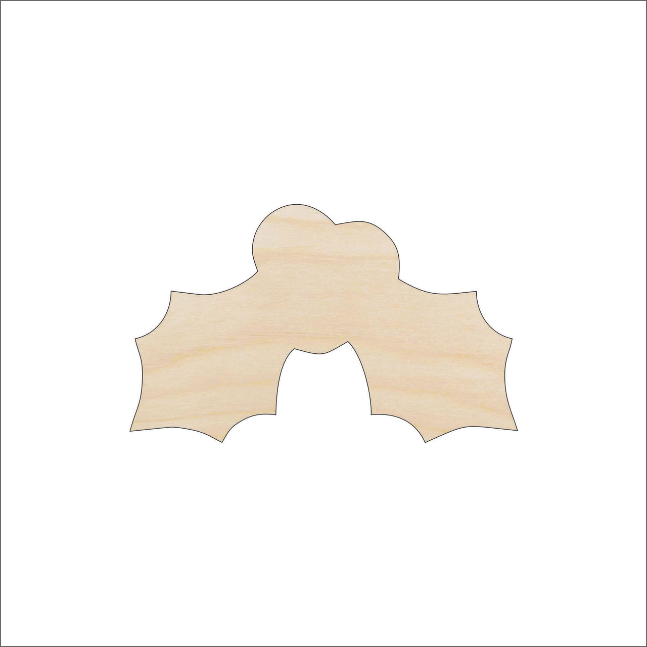 Holly Wood Craft Shape - Laser Cut Baltic Birch Unfinished DIY Wood Art Supplies XMS235 - The Wood Shape Store