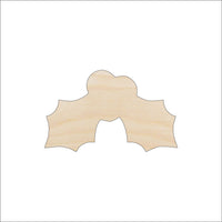 Holly Wood Craft Shape - Laser Cut Baltic Birch Unfinished DIY Wood Art Supplies XMS235 - The Wood Shape Store