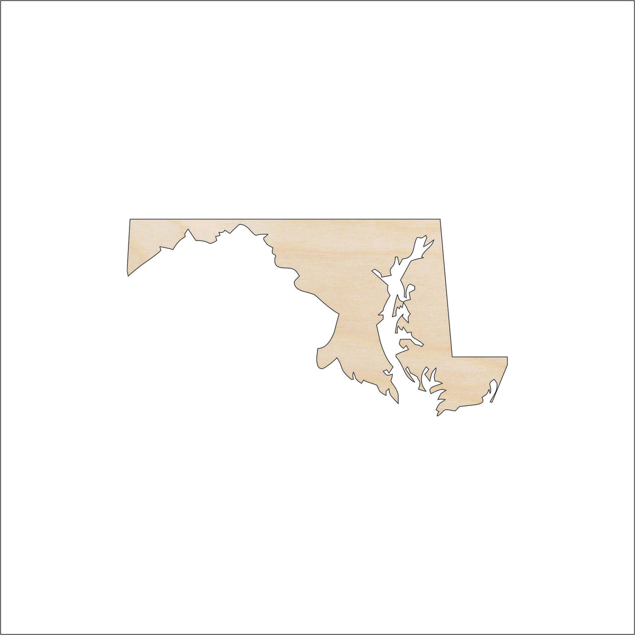 Maryland Wood Craft Shape - Laser Cut Baltic Birch Unfinished DIY Wood Art Supplies STAT68 - The Wood Shape Store