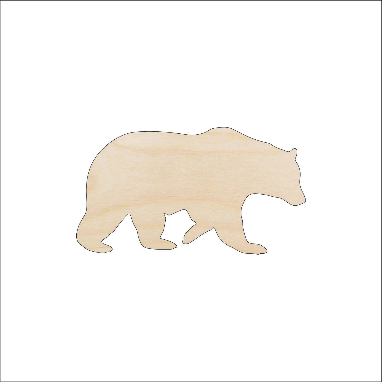 Bear Wood Craft Shape – Laser Cut Baltic Birch Unfinished DIY Wood Art Supplies BER11 - The Wood Shape Store