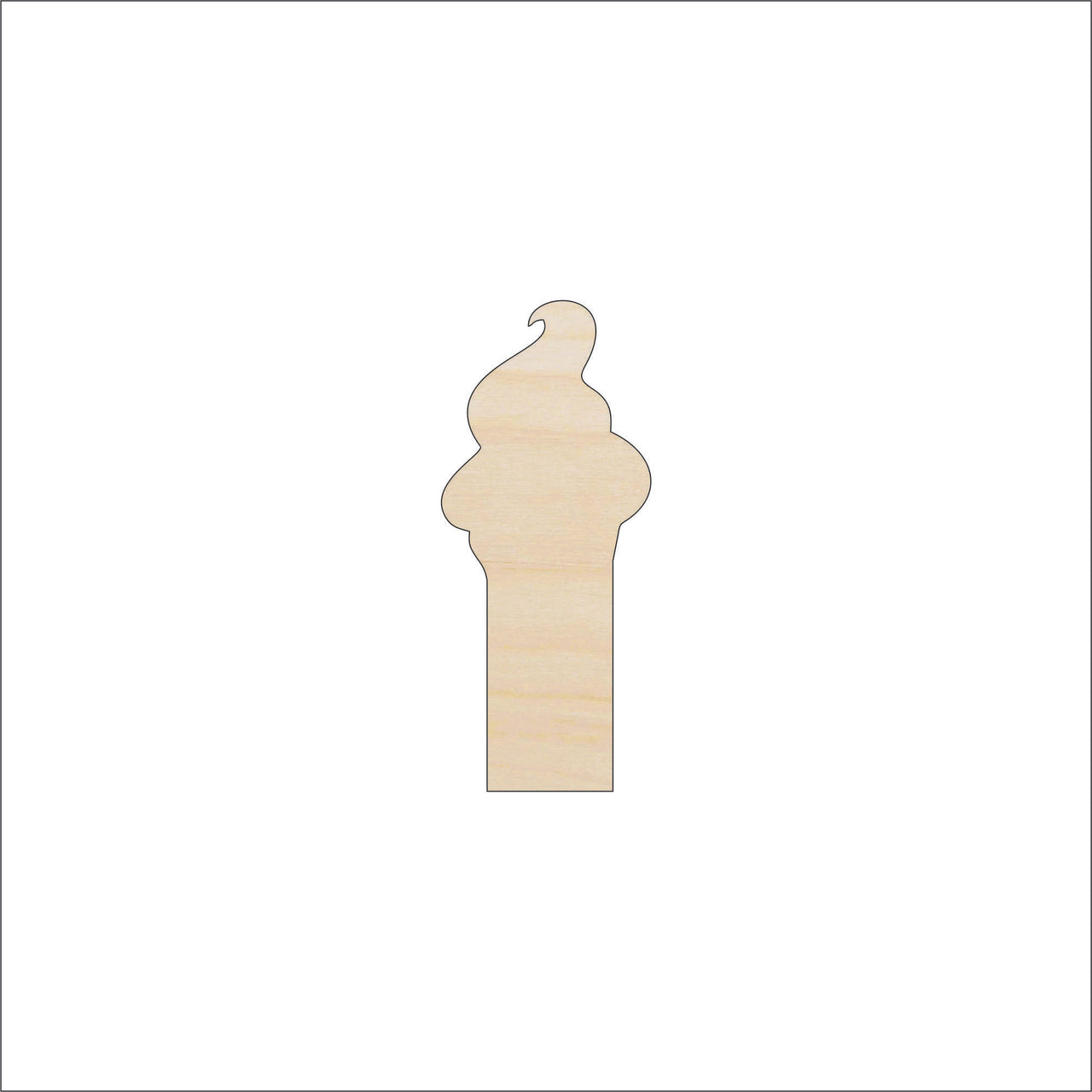 Ice Cream Wood Craft Shape - Laser Cut Baltic Birch Unfinished DIY Wood Art Supplies FOD180 - The Wood Shape Store