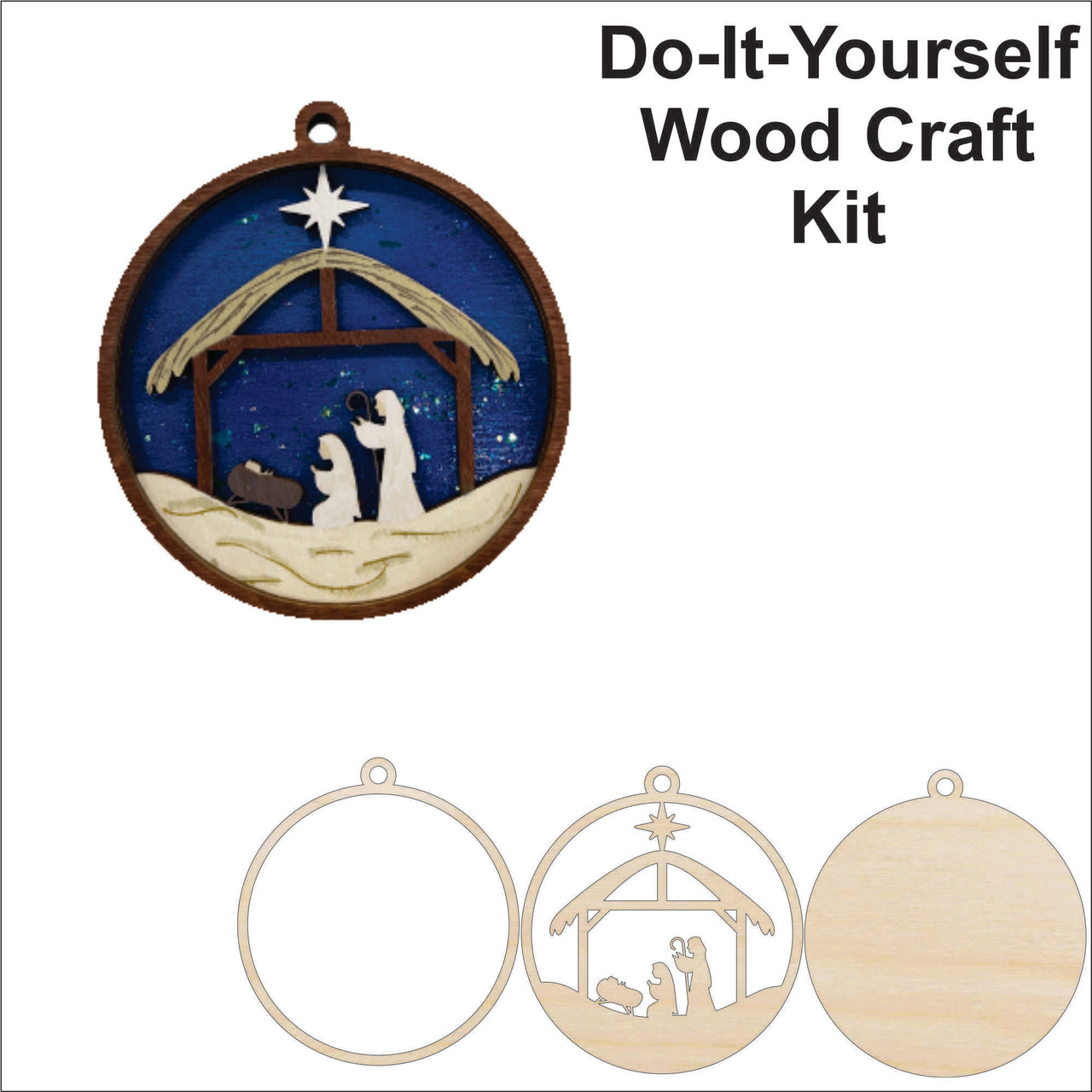 Nativity 3D Laser Cut Ornament – Baltic Birch Wood Craft Supplies | DIY Wood Ornament Kit RE21 - The Wood Shape Store
