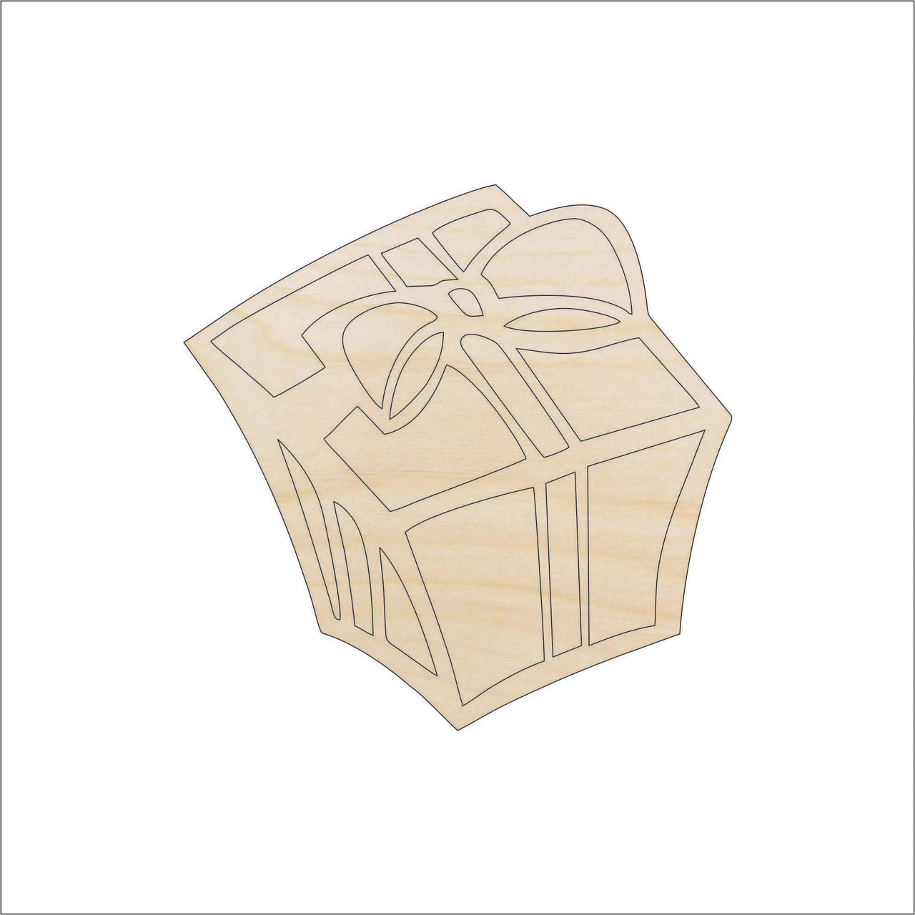 Present Wood Craft Shape - Laser Cut Baltic Birch Unfinished DIY Wood Art Supplies XTR47 - The Wood Shape Store