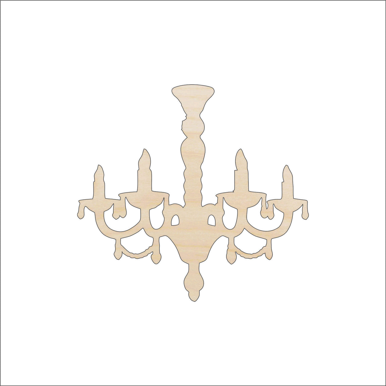 Chandelier Wood Craft Shape - Laser Cut Baltic Birch Unfinished DIY Wood Art Supplies DCR24 - The Wood Shape Store