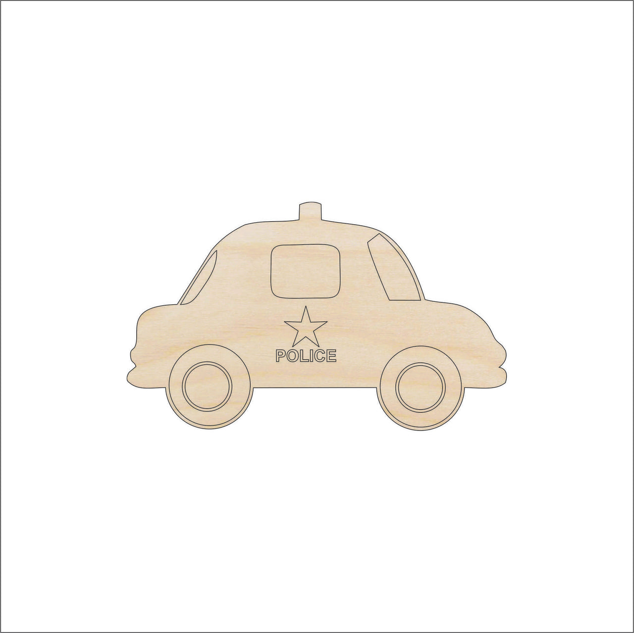 Police Car Wood Craft Shape - Laser Cut Baltic Birch Unfinished DIY Wood Art Supplies CAR33 - The Wood Shape Store