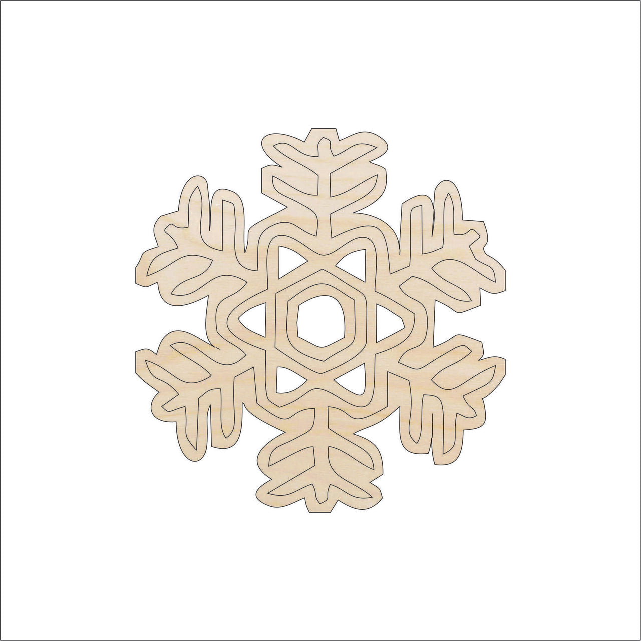 Snowflake Wood Craft Shape - Laser Cut Baltic Birch Unfinished DIY Wood Art Supplies SNW50 - The Wood Shape Store