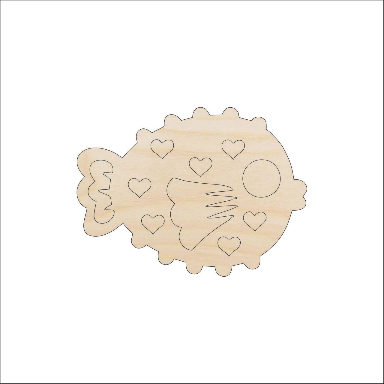 Pufferfish Wood Craft Shape - Laser Cut Baltic Birch Unfinished DIY Wood Art Supplies FSH6 - The Wood Shape Store