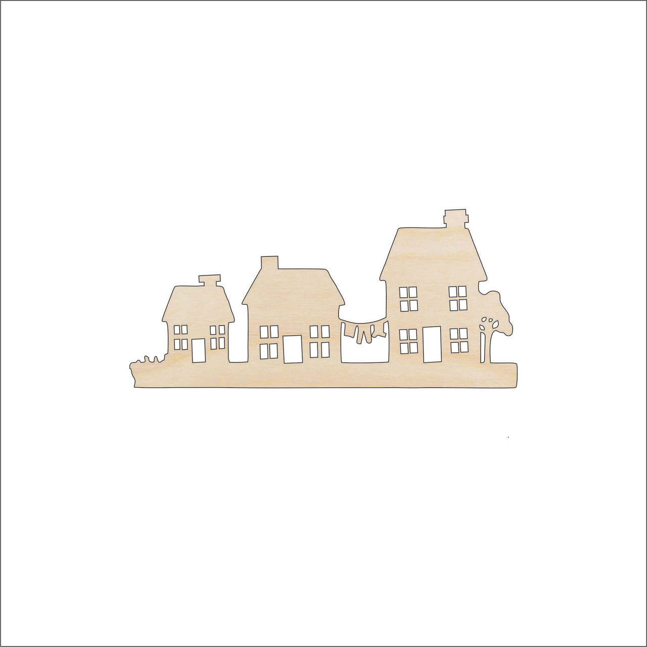 Houses Wood Craft Shape - Laser Cut Baltic Birch Unfinished DIY Wood Art Supplies BLD104 - The Wood Shape Store