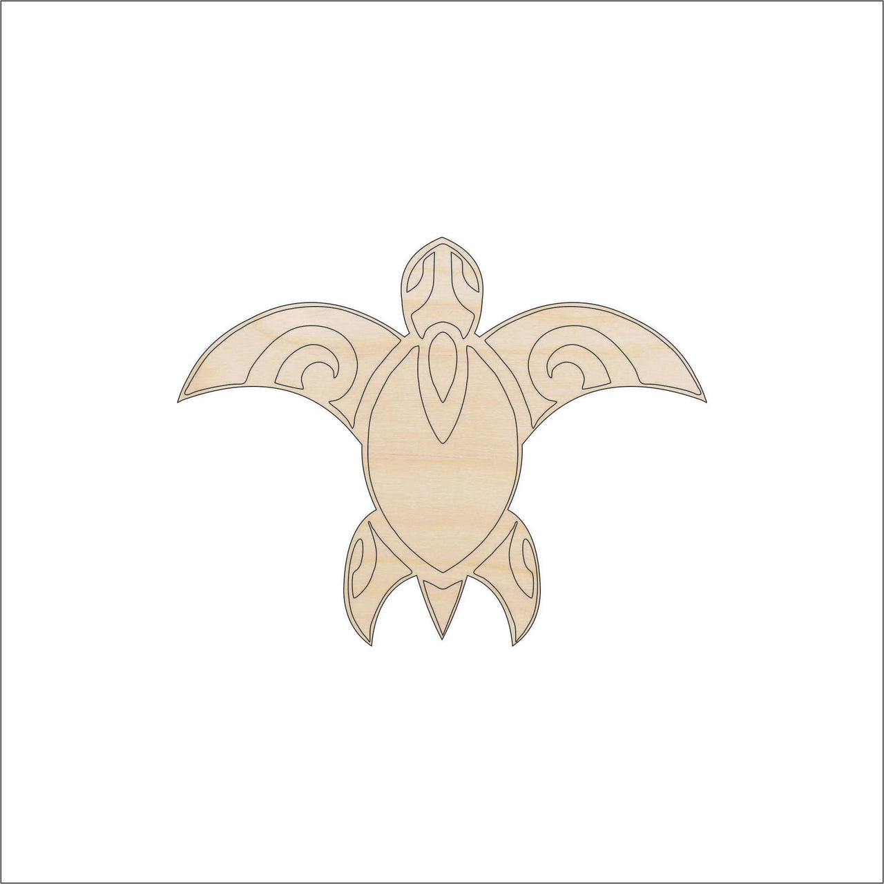 Sea Turtle Wood Craft Shape - Laser Cut Baltic Birch Unfinished DIY Wood Art Supplies SEA83 - The Wood Shape Store