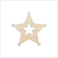 Sheriff Star Badge Wood Craft Shape – Laser Cut Baltic Birch Unfinished DIY Art Supplies BDG31 - The Wood Shape Store