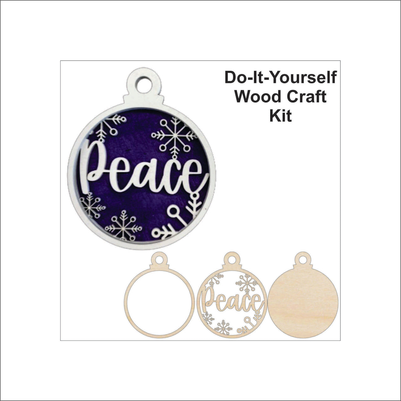 Peace 3D Laser Cut Ornament – Baltic Birch Wood Craft Supplies | DIY Wood Ornament Kit RE7 - The Wood Shape Store