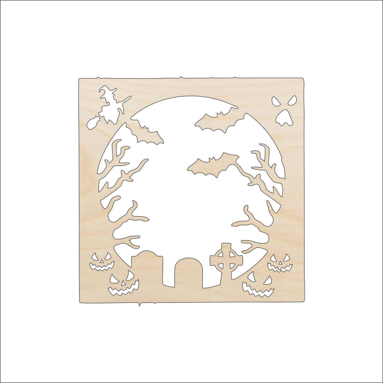 Halloween Wood Craft Shape – Laser Cut Baltic Birch Unfinished DIY Wood Art Supplies FAL33 - The Wood Shape Store
