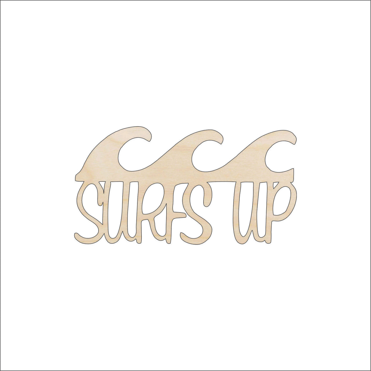 Surfs Up Word Wood Craft Shape - Laser Cut Baltic Birch Unfinished DIY Wood Art Supplies SPT3 - The Wood Shape Store