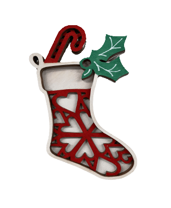 Stocking 3D Laser Cut Ornament – Baltic Birch Wood Craft Supplies | DIY Wood Ornament Kit XM42 - The Wood Shape Store