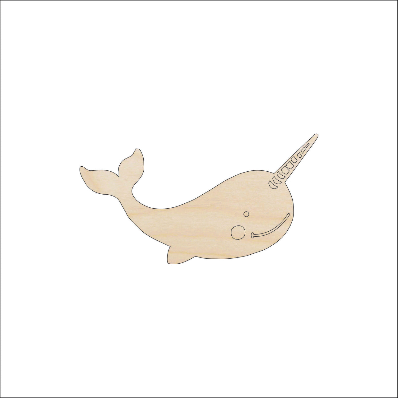 Narwhale Wood Craft Shape – Laser Cut Baltic Birch Unfinished DIY Wood Art Supplies SEA171 - The Wood Shape Store