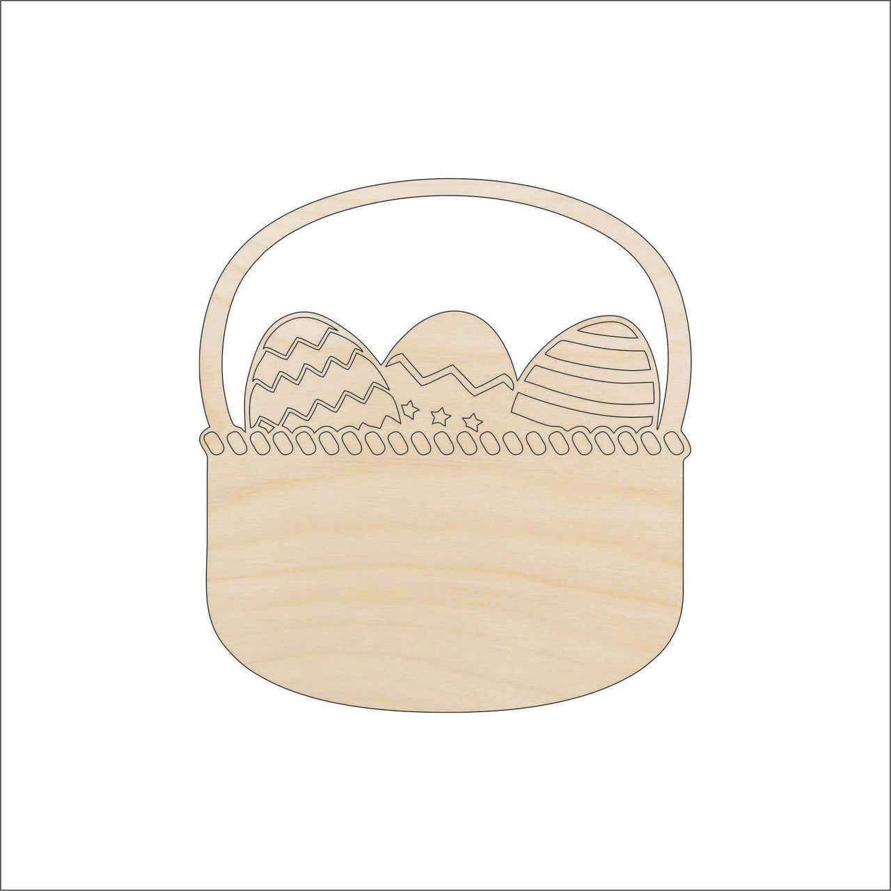 Easter Basket Wood Craft Shape - Laser Cut Baltic Birch Unfinished DIY Wood Art Supplies ESR27 - The Wood Shape Store