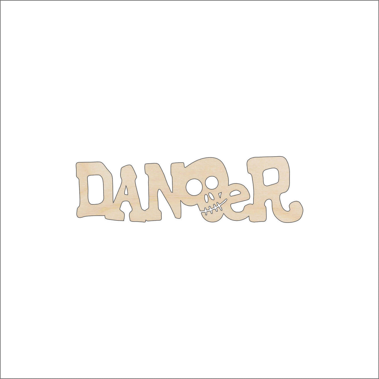 Danger & Skull Wood Craft Shape - Laser Cut Baltic Birch Unfinished DIY Wood Art Supplies FAL39 - The Wood Shape Store