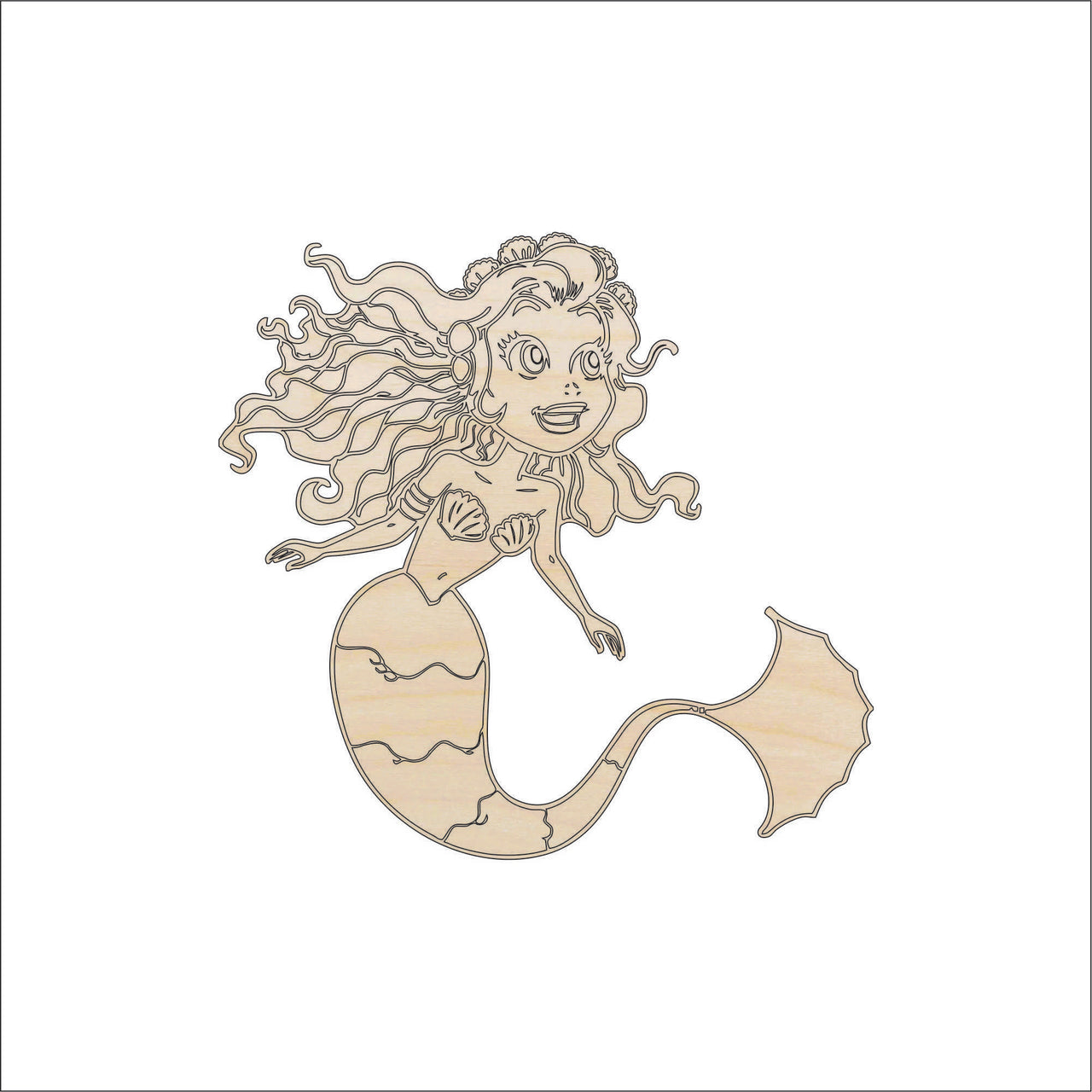 Mermaid Wood Craft Shape - Laser Cut Baltic Birch Unfinished DIY Wood Art Supplies SEA20 - The Wood Shape Store
