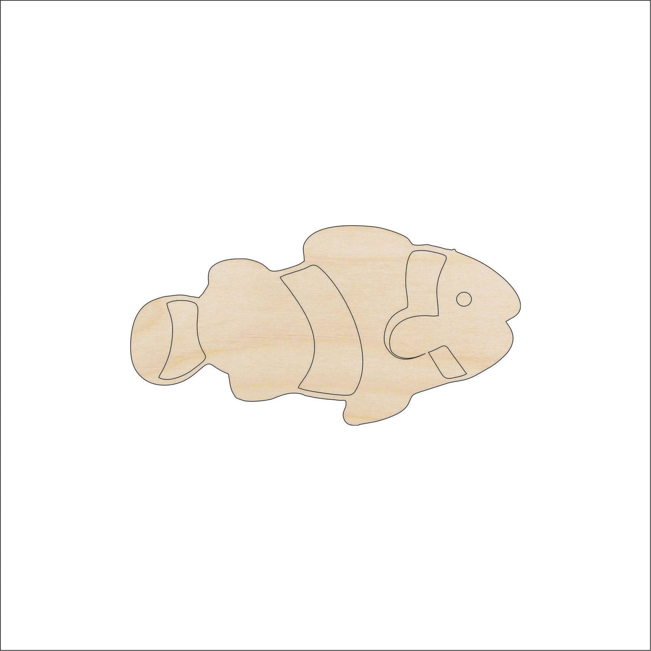 Clownfish Wood Craft Shape - Laser Cut Baltic Birch Unfinished DIY Wood Art Supplies FSH54 - The Wood Shape Store