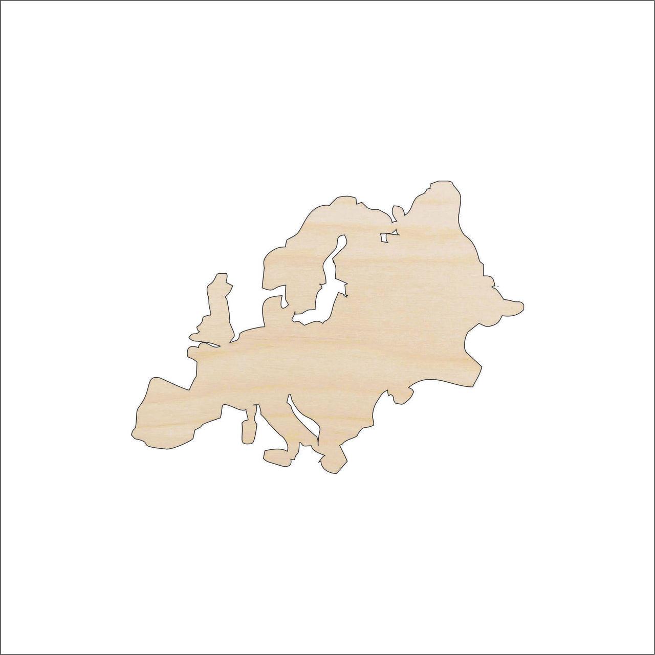 Europe Wood Craft Shape - Laser Cut Baltic Birch Unfinished DIY Wood Art Supplies WLD5 - The Wood Shape Store