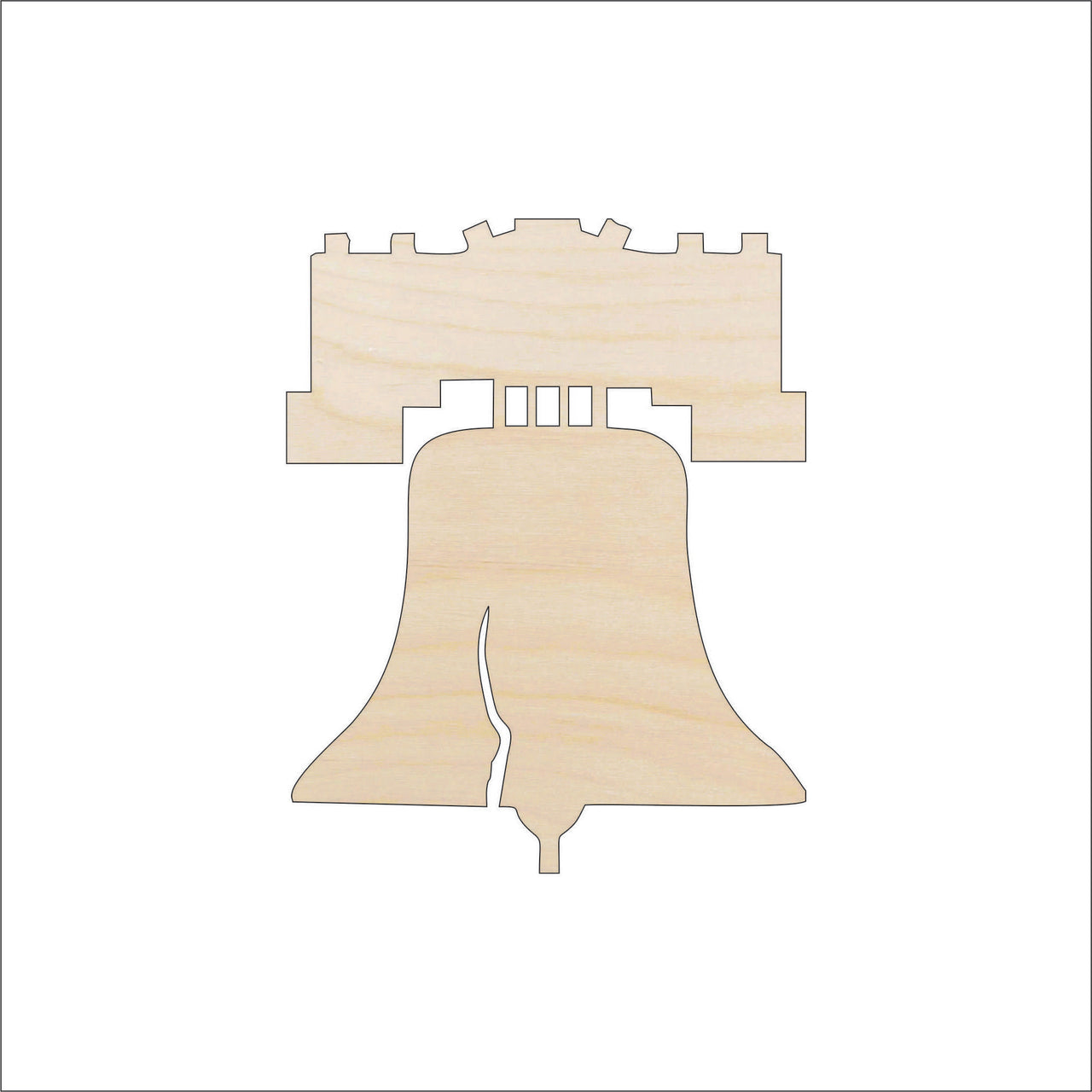 Liberty Bell Wood Craft Shape – Laser Cut Baltic Birch Unfinished DIY Art Supplies 4TH12 - The Wood Shape Store