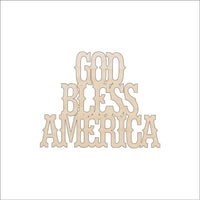 God Bless America Wood Craft Shape – Laser Cut Baltic Birch Unfinished DIY Art Supplies 4TH18 - The Wood Shape Store