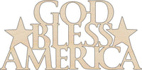 God Bless America Wood Craft Shape – Laser Cut Baltic Birch Unfinished DIY Art Supplies 4TH1 - The Wood Shape Store
