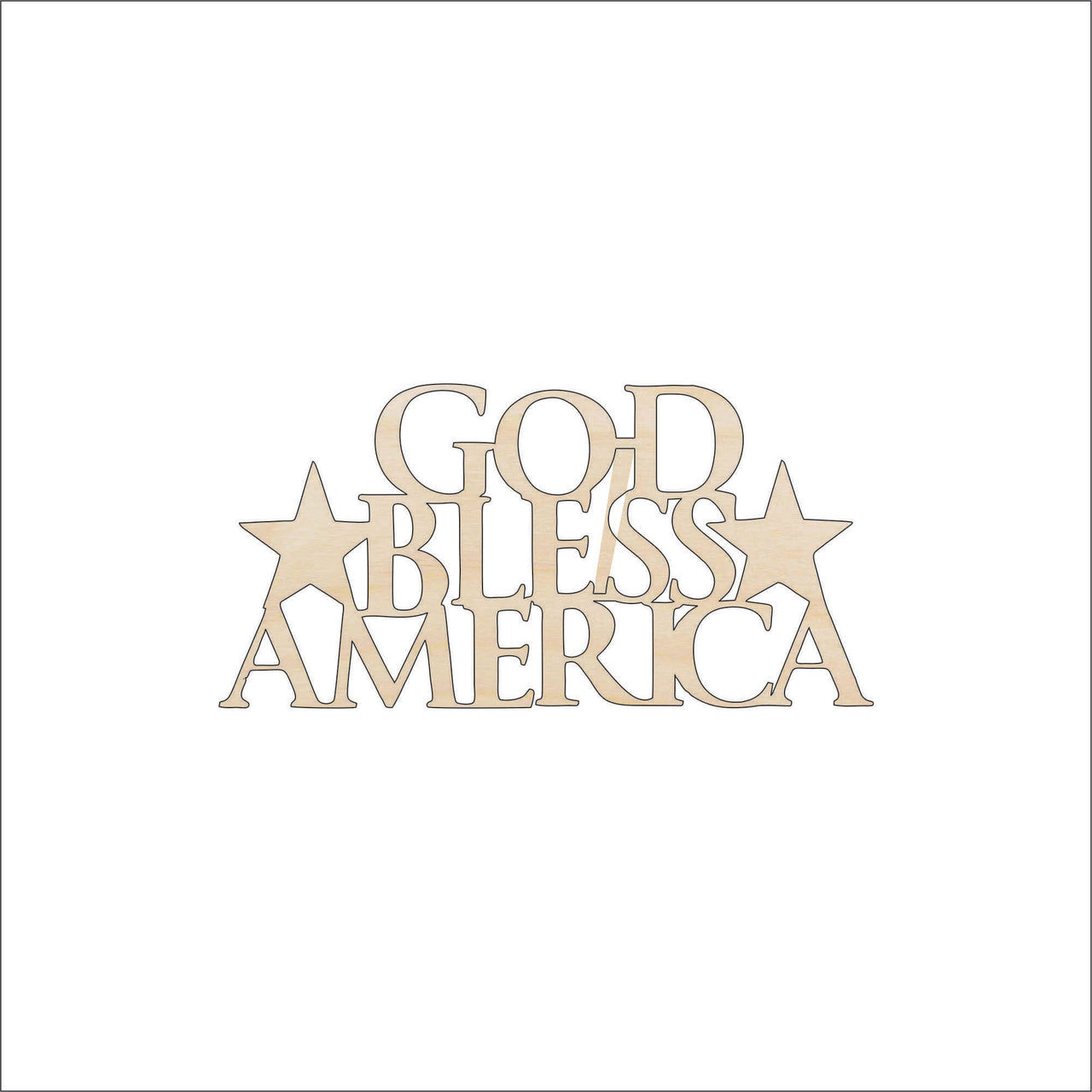 God Bless America Wood Craft Shape – Laser Cut Baltic Birch Unfinished DIY Art Supplies 4TH1 - The Wood Shape Store