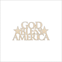 God Bless America Wood Craft Shape – Laser Cut Baltic Birch Unfinished DIY Art Supplies 4TH1 - The Wood Shape Store