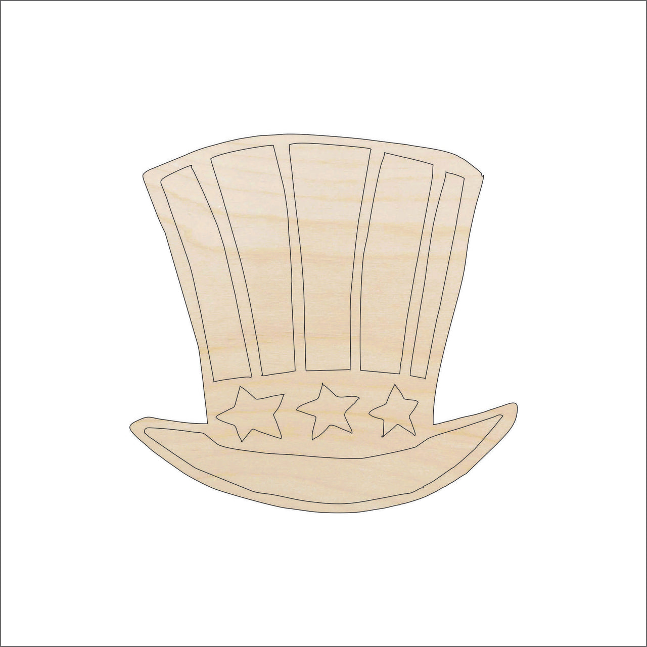 Uncle Sam's Hat Wood Craft Shape – Laser Cut Baltic Birch Unfinished DIY Art Supplies 4TH7 - The Wood Shape Store