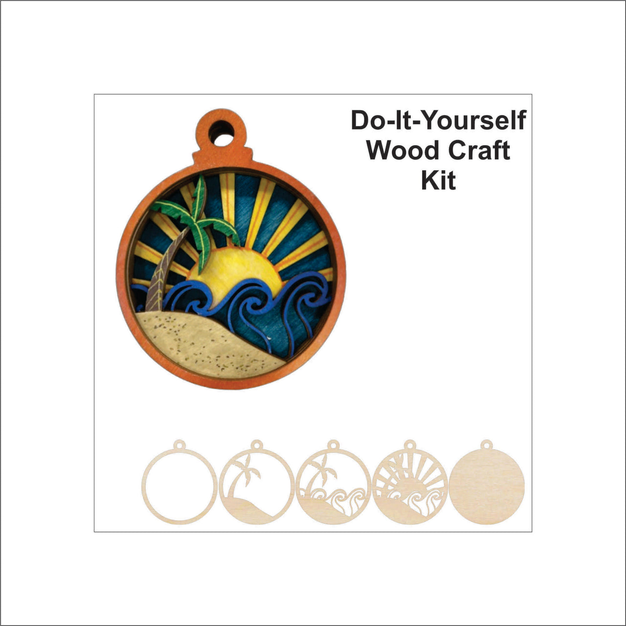 Beach 3D Laser Cut Ornament – Baltic Birch Wood Craft Supplies | DIY Kit BC4 - The Wood Shape Store