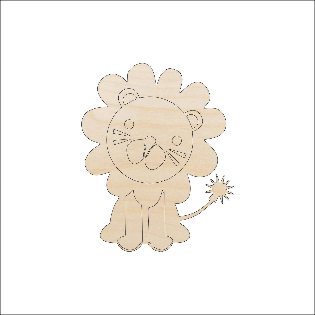 Lion Wood Craft Shape - Laser Cut Baltic Birch Unfinished DIY Wood Art Supplies CAT169 - The Wood Shape Store