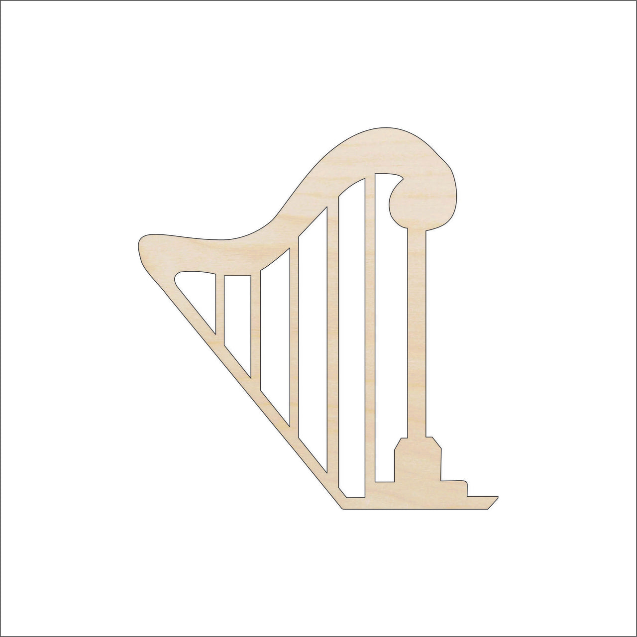 Harp Lyre Wood Craft Shape - Laser Cut Baltic Birch Unfinished DIY Wood Art Supplies MSC6 - The Wood Shape Store