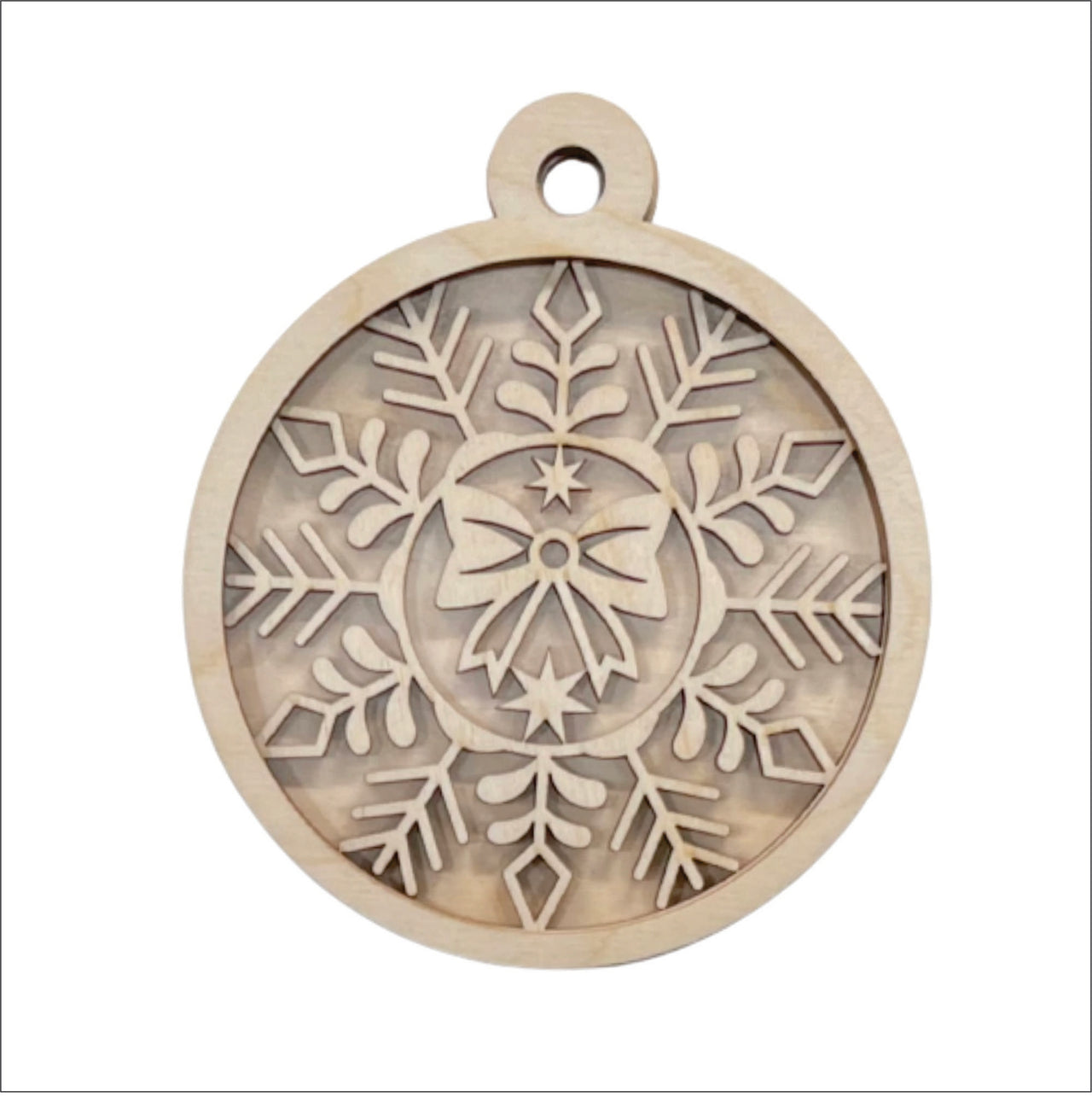 Bow 3D Laser Cut Ornament - Baltic Birch Wood Craft Supplies l DIY Wood Ornament Kit XM59 - The Wood Shape Store