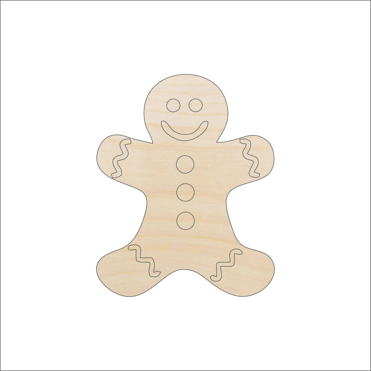 Gingerbread Wood Craft Shape - Laser Cut Baltic Birch Unfinished DIY Wood Art Supplies XMS63 - The Wood Shape Store