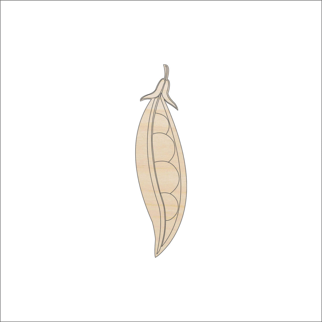 Pea Pod Wood Craft Shape - Laser Cut Baltic Birch Unfinished DIY Wood Art Supplies FOD145 - The Wood Shape Store